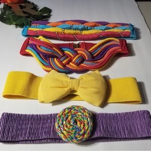 Vintage Elastic Stretch Belts Lot of 4